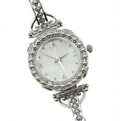 Silver Watch with Pretty Tiny Flowers