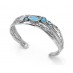 ASB1380 - AVIV Sterling Silver Cuff Bangle Bracelet with Blue Opal