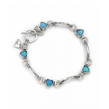 Silver Bracelet with Heart Opals