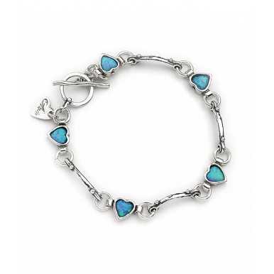 Silver Bracelet with Heart Opals