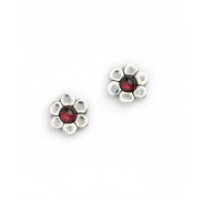 Daisy Stud Earrings with Garnet