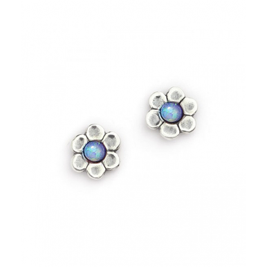 Daisy Stud Earrings with Opal