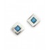 Silver and Opal Square Stud Earrings