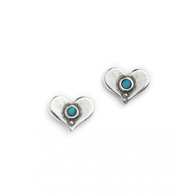 Heart Shaped Stud Earrings with Opal