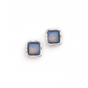 Silver and Opalite Simple Square Stud Earrings