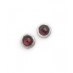 Silver and Garnet Small Circle Stud Earrings