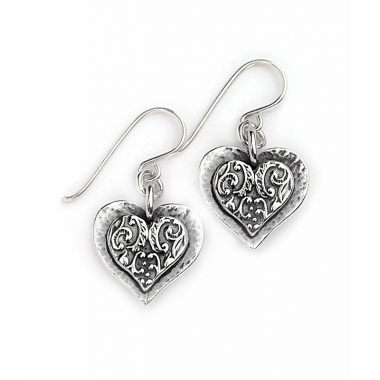 Silver Detailed Heart Earrings