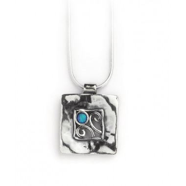 Sterling Silver Square Opal Pendant