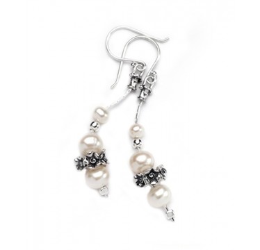 Pearl Earrings with Silver Beads
