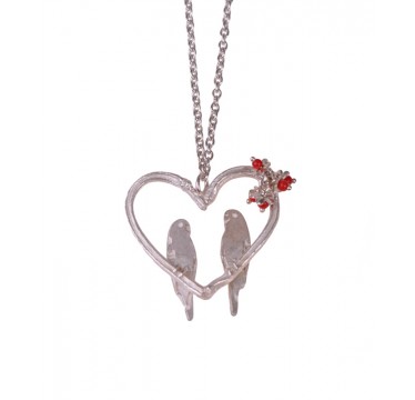 Love Birds in a Heart Necklace