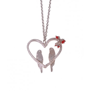 Love Birds in a Heart Necklace