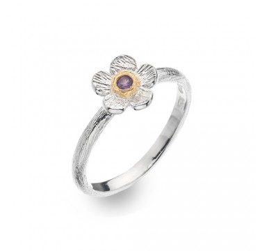 Flower Ring with Amethyst