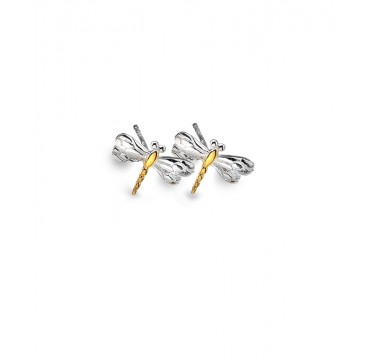 Dragonfly Stud Earrings with Gold Plating Detail