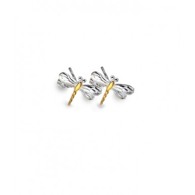 Dragonfly Stud Earrings with Gold Plating Detail