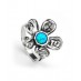 Big Flower Silver Ring with Opal - Last One