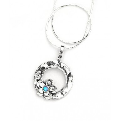 Round Pendant with Opal Daisy Necklace